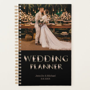 Agenda elegante tipografía floral foto boda negro
