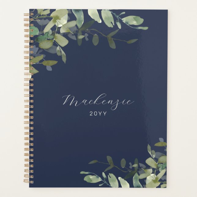 Agenda Elegante vegetación azul de la Marina Minimalista (Anverso)