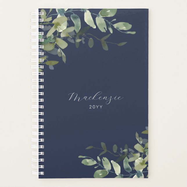 Agenda Elegante vegetación de eucalipto azul de la marina (Anverso)