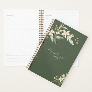 Agenda Elegante vegetación verde de flores silvestres