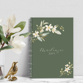 Agenda Elegante vegetación verde de flores silvestres