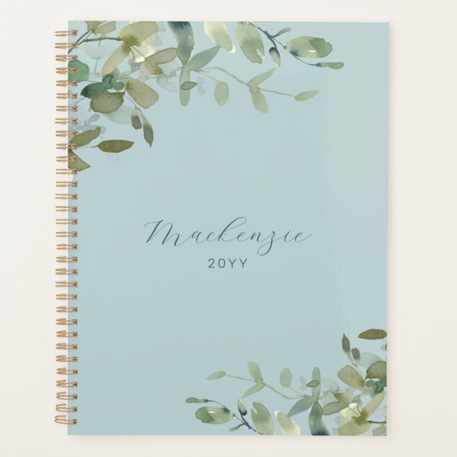 Agenda Elegante verde azul turbio Minimalista (Anverso)