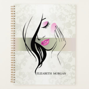 Agenda Elegante Vintage, Chic, Encaje, Silueta de Niña