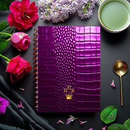 Agenda Elegante Vivid Purple Faux Crocodile Monogramado