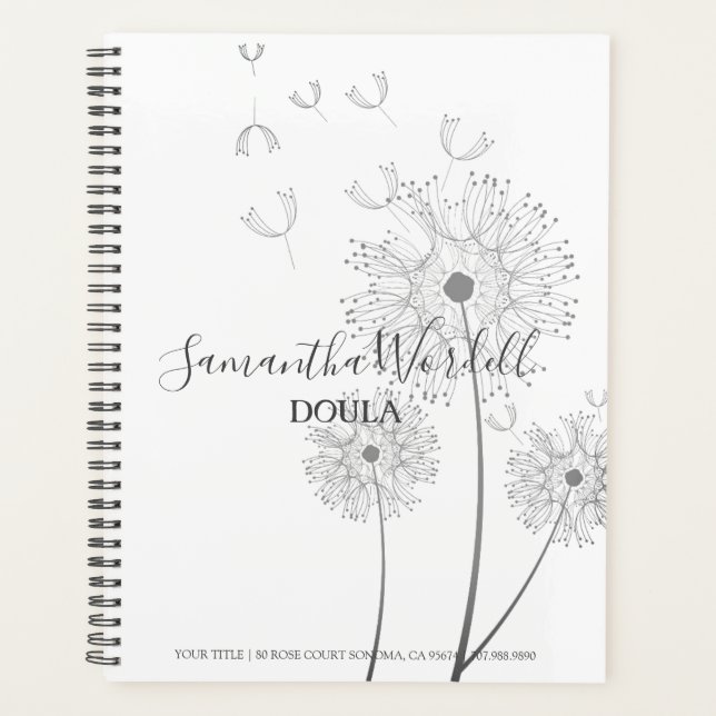 Agenda Elegante y Delicada Flores Doula Birth Coach Midwi (Anverso)