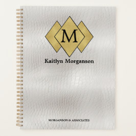Agenda Elegante y elegante cuero blanco monogramado