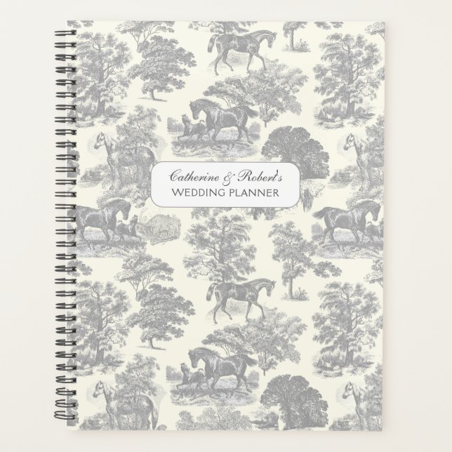 Agenda Elegante y elegante tela de caballos grises platea (Anverso)