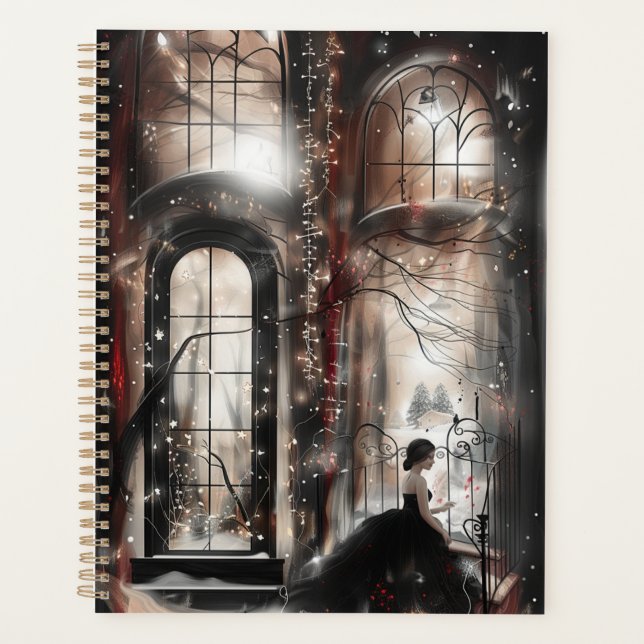 Agenda Elegante y encantado Black and Red Wonderland (Anverso)