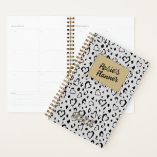 Agenda Elegante y hermoso nombre Gray Gold Heart Personal