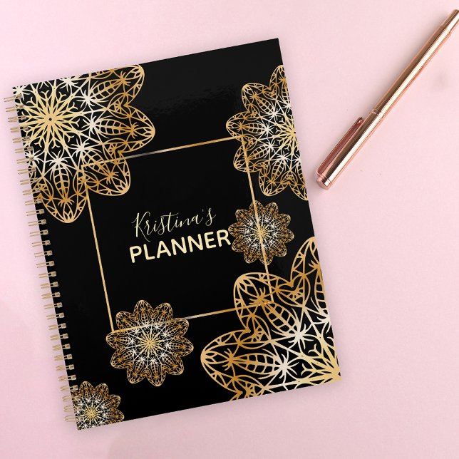 Agenda Elegante y lujoso metal dorado Mandala (Subido por el creador)