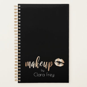 Agenda Elegante y moderno labios y maquillaje de oro rosa