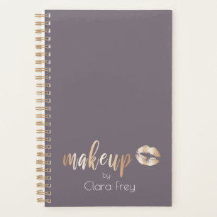 Agenda Elegante y moderno labios y maquillaje de oro rosa