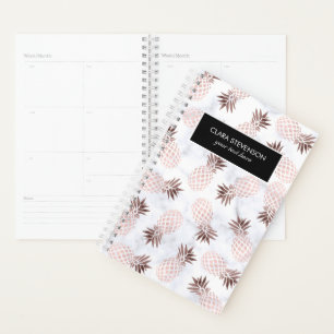 Agenda elegante y moderno mármol blanco rosa piña dorad