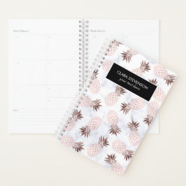 Agenda elegante y moderno mármol blanco rosa piña dorada