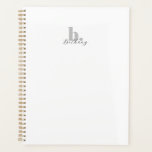 Agenda Elegante y moderno nombre del guión del monograma<br><div class="desc">Papel monográfico simple y moderno con un monograma de funda inferior en negrita inicial en gris suave y nombre de guión en negro. Personaliza con tus propios colores y nombres.</div>