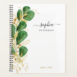 Agenda Elegante y personalizado Eucalipto de oro verde es