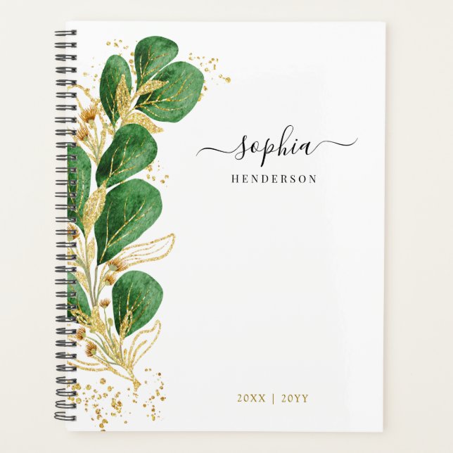 Agenda Elegante y personalizado Eucalipto de oro verde es (Anverso)