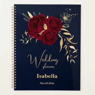 Agenda Elegantes flores borgoña boda oro azul marino