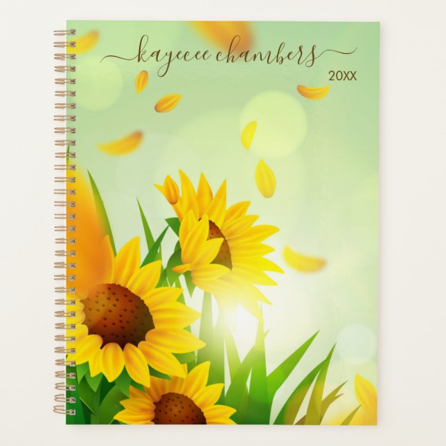 Agenda Elegantes Girasoles Personalizados En Personalizad (Anverso)