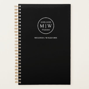Agenda Elegantes iniciales de monograma negro semanales m