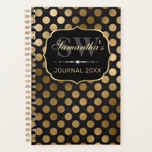 Agenda Elegantes lunares de falso foil negro y dorado