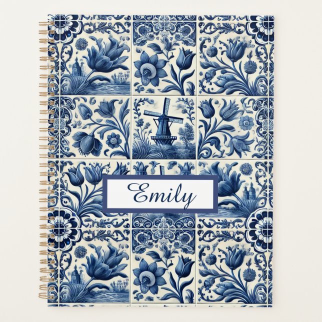 Agenda Elegantes mosaicos Delft Personalizados (Anverso)