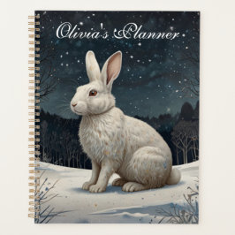 Agenda Elegantes Navidades de conejo blanco nevan bosques