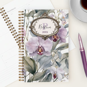 Agenda Elegantes orquídeas acuarelas con marco vintage