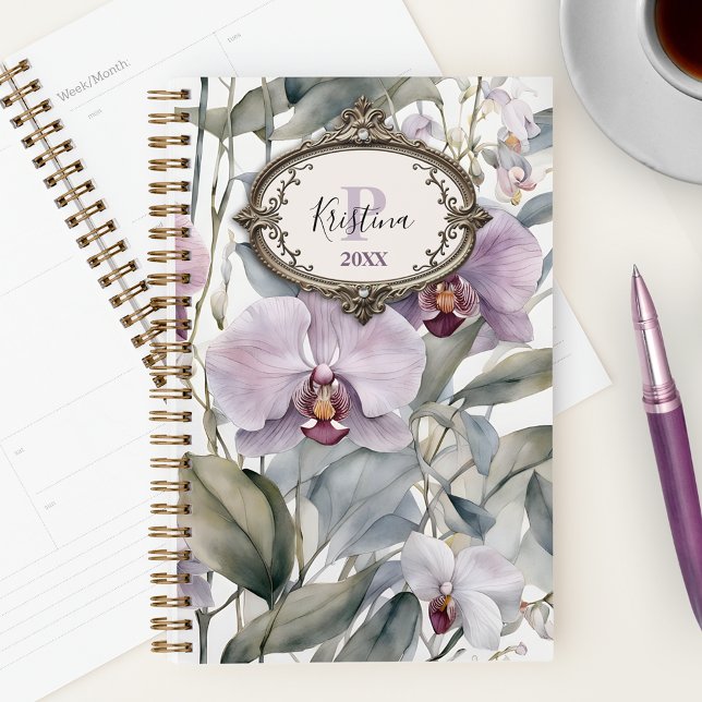 Agenda Elegantes orquídeas acuarelas con marco vintage (Subido por el creador)