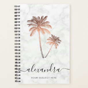 Agenda Elegantes palmeras de rosa dorado y mármol blanco