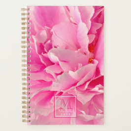 Agenda Elegantes Peonías rosadas calientes - Monogramadas