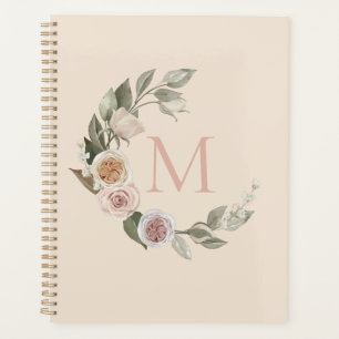 Agenda Elegantes Rosas Monograma Wreath