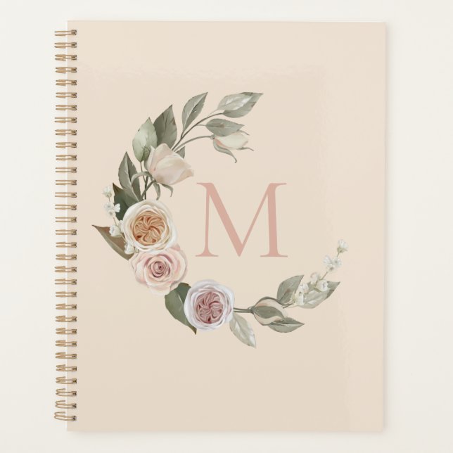 Agenda Elegantes Rosas Monograma Wreath (Anverso)