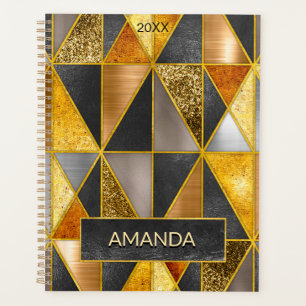 Agenda Elegantes triángulos geométricos de plata negra do
