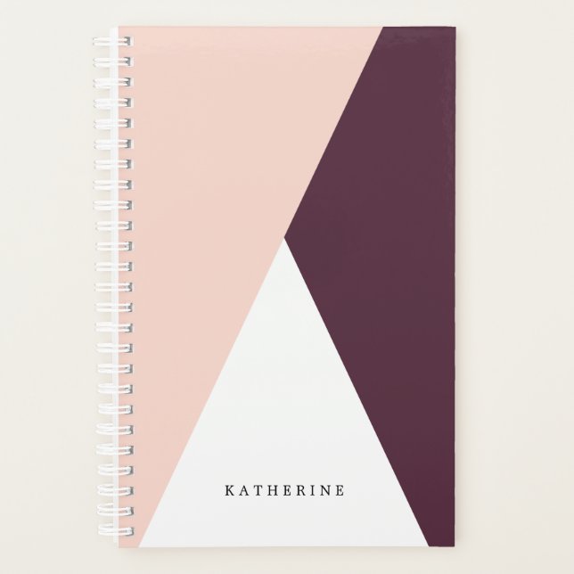 Agenda Elegantes triángulos geométricos rosa y burdeos (Anverso)