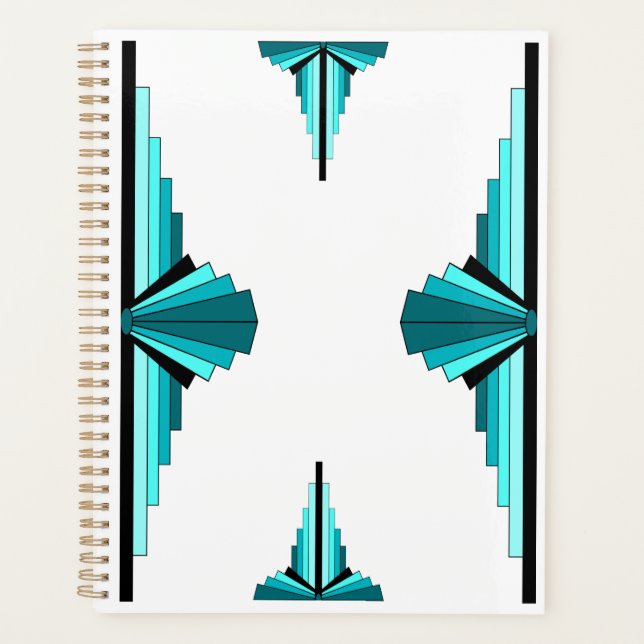 Agenda Elementos Art Deco en verde verde azulado (Anverso)