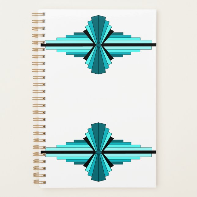 Agenda Elementos Art Deco en verde verde azulado (Anverso)