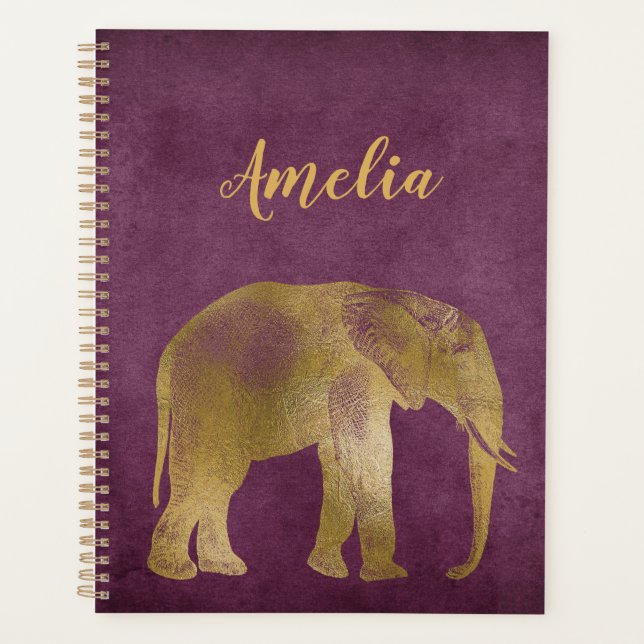 Agenda Elephant Gold Violet Planner Ante (Anverso)
