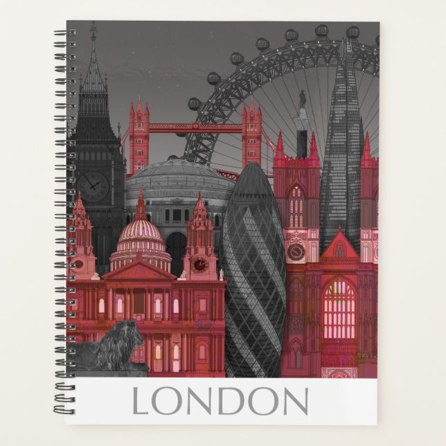 Agenda Elevaciones de Londres por noche - Rojo (Anverso)