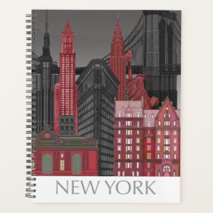 Agenda Elevaciones de Nueva York por noche - Rojo