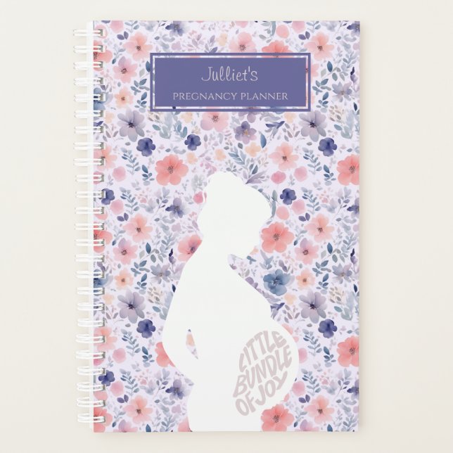 Agenda Embarazo Floral Rosa De Joy Lavender (Anverso)