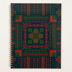 Agenda Embroideric palestino Tatreez color verde rojo 5 P