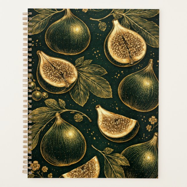 Agenda Emerald Fig Planner Cover Gold Botanical Accents  (Anverso)