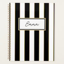 Emma Stripe Weekly Planner en blanco y negro