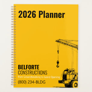 Agenda Empresa de construcción, diseño de grúa amarilla y