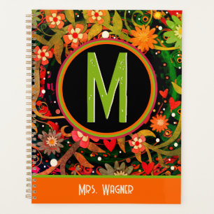 Agenda Encantador Monograma Nombre Personalizado Profesor