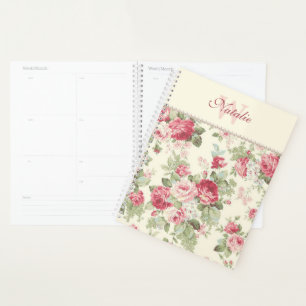 Agenda Encantadoras rosas y perlas rojas y rosas antiguas