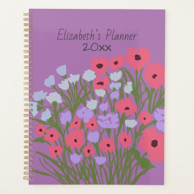 Agenda Encanto floral de Bonito colorido + nombre persona (Anverso)