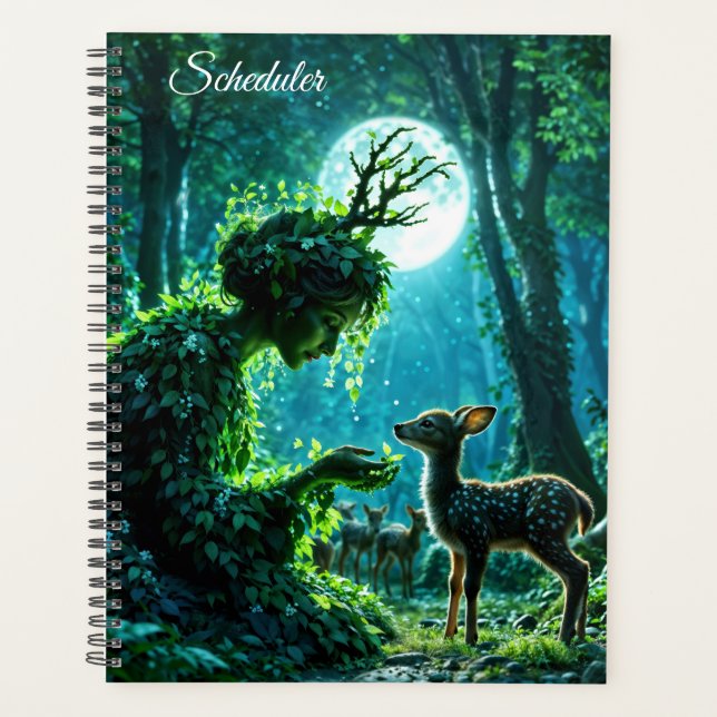 Agenda Enchanted nature guardian feeding a baby fawn (Anverso)