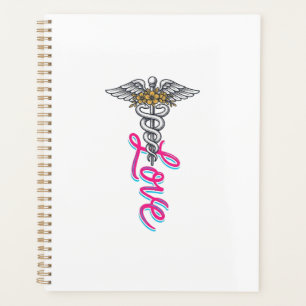 Agenda Enfermera Amor Caduceo Floral Médico Diseño Vertic